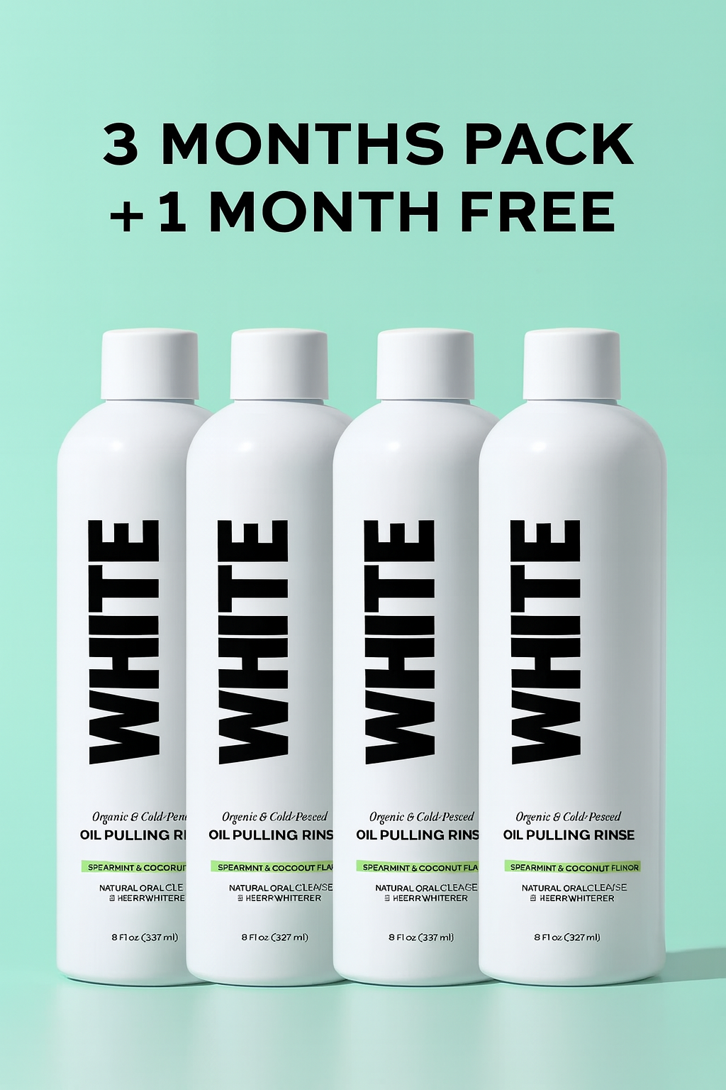 3 Months Pack + 1 Month Free of Oil Pulling Rinse – Spearmint & Coconut